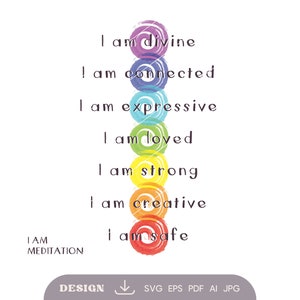 Soy meditación 7 chakras / descarga digital SVG / siete chakras / archivo digital / descarga instantánea / diseño digital / PDF / arte vectorial