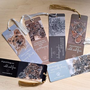 Set of bookmarks, animal bookmarks, wildlife bookmarks set for animal lovers - Set of 6 designs with tassles