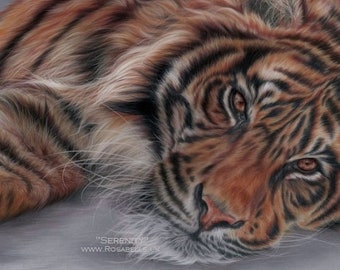 Tiger PRINT, Tiger Spirit Animal art, Wildlife Art, Artist signed Certificate of Authenticity, Tiger Gifts, FREE Worldwide SHIPPING