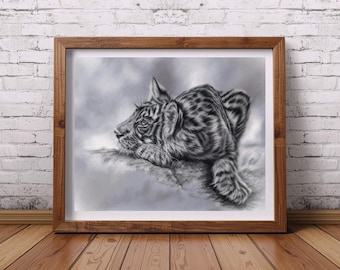 ホワイト タイガーの絵 | 色鉛筆で描いたタイガーのアートワーク