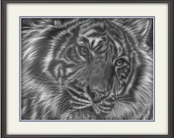 Tiger Art ORIGINAL drawing, Spirit Animal Art, Tiger Drawing, FREE Worldwide SHIPPING