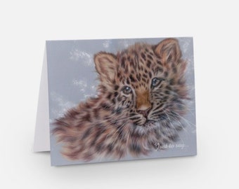 Leopard Cub Notecard, Leopard stationery, Leopard greeting card, Wildlife Note Card,