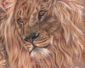 Lion Art ORIGINAL Lion Drawing, Lion Painting, Spirit animal lion, Lion Portrait Art, FREE SHIPPING Worldwide