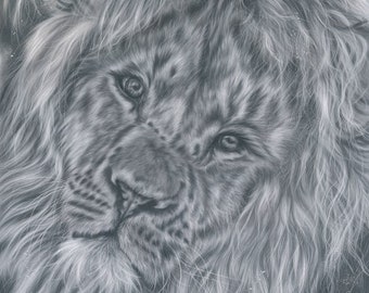 Lion Art Arte pastel ORIGINAL, ENVÍO GRATUITO a todo el mundo