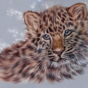 Amur Leopard Cub Print ~ World Wildlife Art ~ Leopard Cub ~ Giclee Print ~ Artist Signed with Certificate of Authenticity