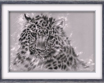 Leopard Art Print, Limited Edition Wildlife Print, Black and White Cat Print with FREE WORLDWIDE SHIPPING