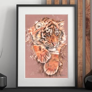 Tiger Jungtier Art Print: Künstler signiert Wanddekor