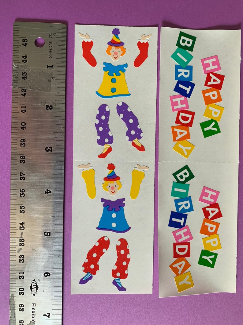 Grossman/'s Happy Birthday Clown Sticker Sheets 2 Vintage Mrs