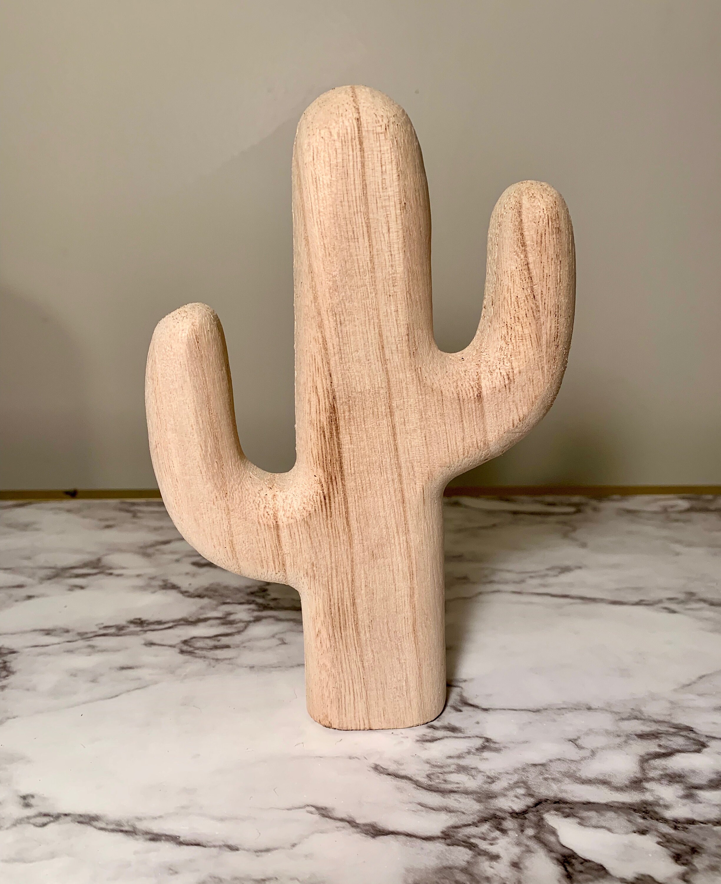 Boho Carved Wooden Cactus Decor Etsy
