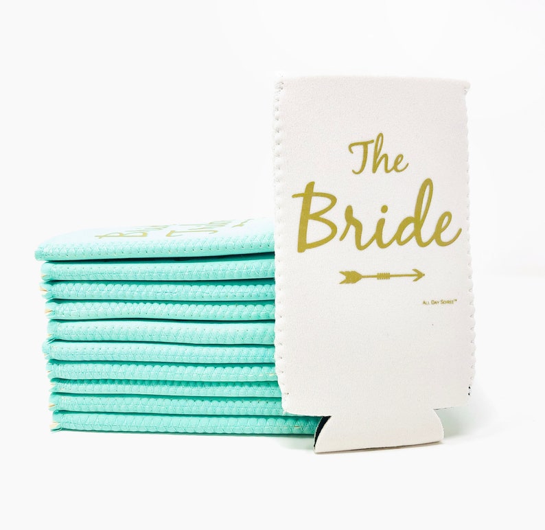 BRIDE TRIBE Bachelorette Party Skinny Slim Can Coolers Mint Green /& White Bridesmaid Proposal Box Favors Decorations for Spiked Seltzers