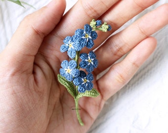 Forget me not Brooch pin, Crochet flower brooch, Weddingboutonniere, Thank you gift, Mother's day gift
