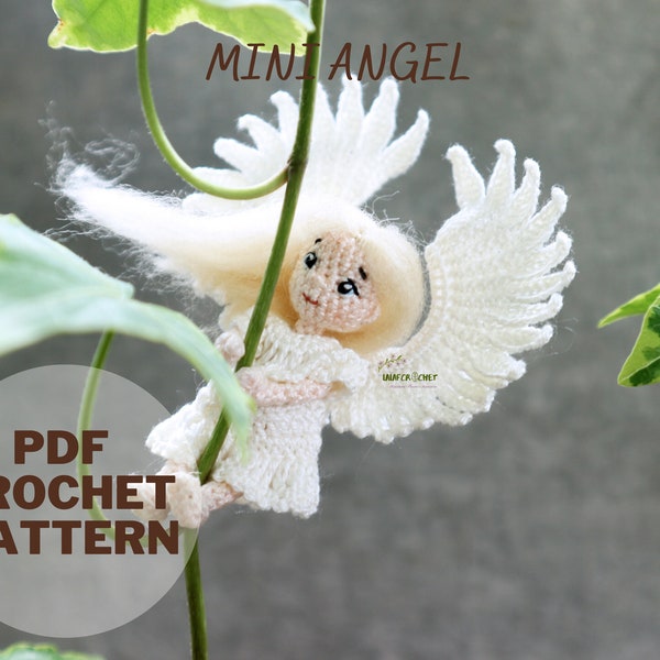Crochet Angel pattern, Crochet miniature angel with wings pattern, Crochet amigurumi doll pattern, Christmas Angel