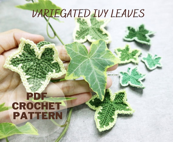 Crochet Ivy Leaves Pattern, Crochet Leaf Motif Pattern, Variegated Ivy Leaf  Applique, Motif, Embellishment, PDF Instant Download 