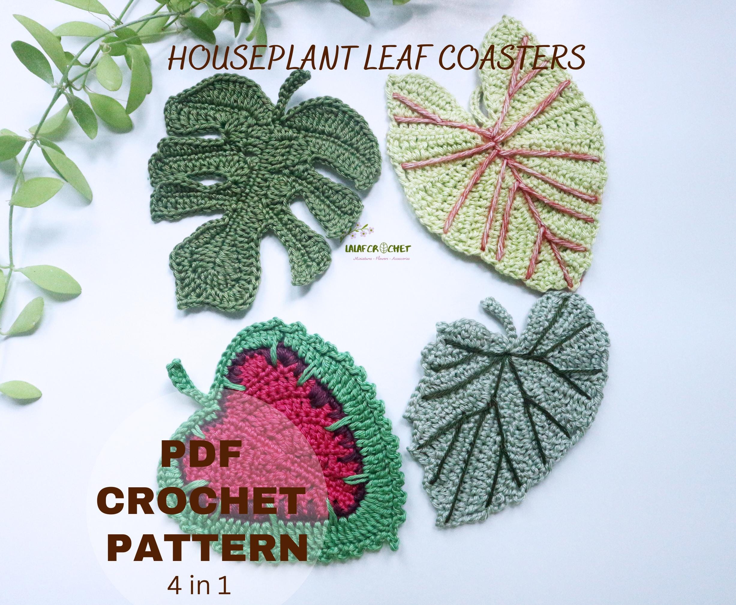 Crochet Leaf Coaster Pattern Bundle | Crochet Monstera, Coleus, Caladium,  Begonia Leaves Digital Download PDF - Etsy
