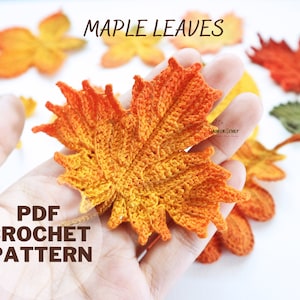 Crochet pattern maple leaves, Crochet fall leaf pattern, Maple leaf applique, Motif, Embellishment - Thanksgiving decor