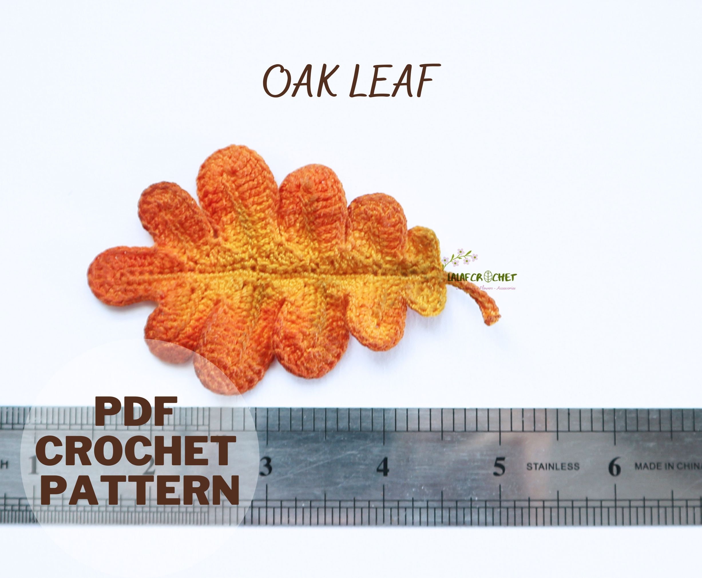 かぎ針編みの秋の葉のパターンセット - カエデ、オーク、バーチ