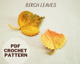 Crochet Birch Leaf Applique Pattern: Realistic Autumn Motif (PDF Download)