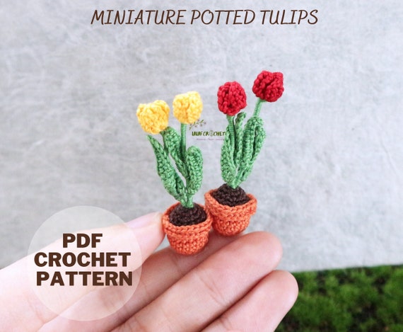 Easy Crochet Mini Tulip Pot Tutorial