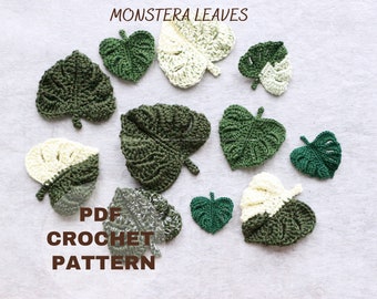 Monstera Crochet Pattern: Swiss Cheese Leaf Applique (PDF Download)