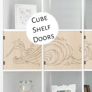 Easy &quot;No Tools&quot; Wave Doors for Cube Shelves - Ocean Waves, Bookshelf Bookcase Insert, Decor Decoration, Storage, Custom, Ikea Target, Sea