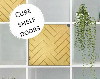 Easy "No Tools" Gold Parquet Chevron Door for Cube Shelf - Bookshelf Bookcase Insert Threshold Better Homes Gardens Storage Ikea Target