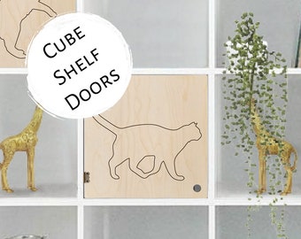 Easy "No Tools" Cat Door for Cube Shelves - Cat Silhouette Cat Lover Gift Bookshelf Bookcase Insert  Kitty Storage Ikea Target