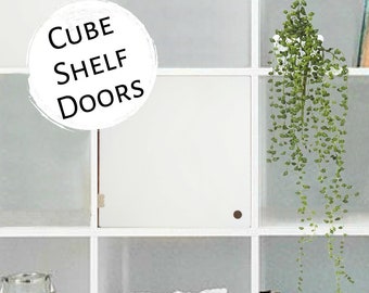 White Acrylic Door for Cube Shelves - No tools needed and easy to install for cube shelves (Ikea Kallax, Target, custom, etc)