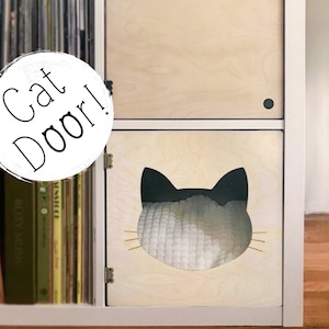 Easy No Tools Cat Door for Cube Shelves Cat House Cat Lover Gift Pet Bed Cat Cave Bookshelf Bookcase Insert Kitty Condo Ikea Target image 1