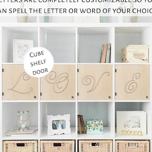 Portas com palavras para prateleiras cúbicas - "Sem ferramentas", estante, armazenamento, organização, palavras, letras, alfabeto, Ikea Target