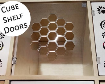 Clear "No Tools" Door for Cube Shelves - Honeycomb Cut Out, Acrylic, Bookshelf Bookcase Insert, Decor, Storage, Custom, Ikea Target, Cabinet