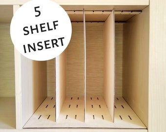 5 Shelf Vertical Insert - Cube Shelf, Adjustable Shelves Ikea Kallax Target Bookshelf Bookcase Divider Storage Organization Basket Bin