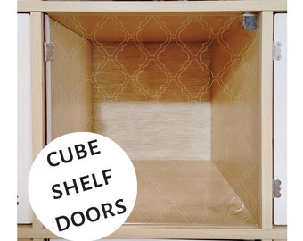Clear Moroccan Door for Cube Shelves - "No Tools" acrylic doors for Ikea, Target, etc cube shelves