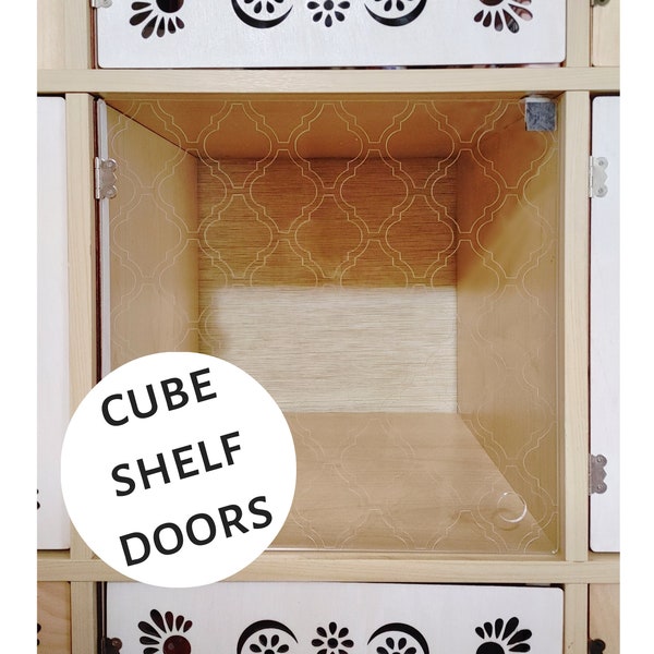 Klare marokkanische Tür für Cube Regale - "No Extras", Acryl, Bücherregal Bücherregal Einsatz, Dekor, Aufbewahrung, Custom, Ikea, Ziel, Schrank