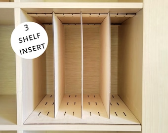 3 Shelf Vertical Insert - Cube Shelf, Adjustable Shelves Ikea Kallax Target Bookshelf Bookcase Divider Storage Organization Basket Bin