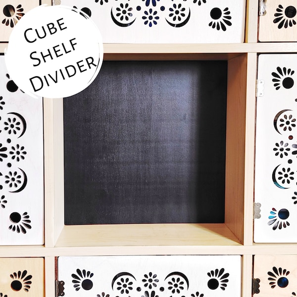 Easy "No Tools" Black Fixed Divider Panel for Cube Shelves - Room Divider, Bookshelf Bookcase Insert, Storage, Custom, Ikea, Target, Etc