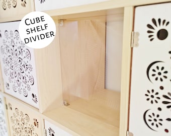 Easy "No Tools" Fixed Clear Divider Panel for Cube Shelves - Room Divider, Bookshelf Bookcase Insert, Storage, Custom, Ikea, Target, Etc