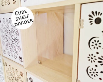 Easy "No Tools" Fixed Clear Divider Panel for Cube Shelves - Room Divider, Bookshelf Bookcase Insert, Storage, Custom, Ikea, Target, Etc
