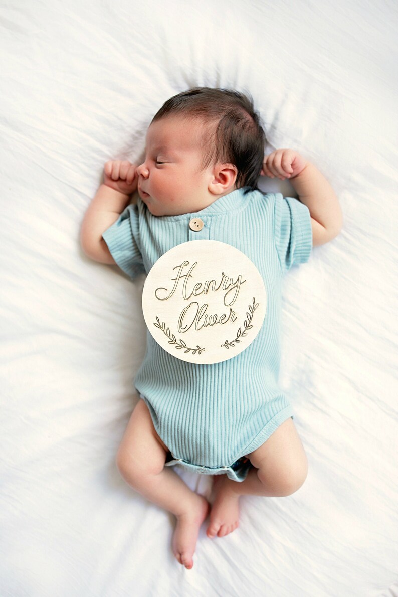 Birth Announcement White Wood Baby Name Sign Newborn Nametag Etsy