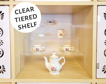 Tiered Display Shelf - 3 Tiers, 4 Levels! Clear acrylic for Kallax, Ikea, Target cube shelves and more!