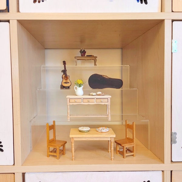 Tiered Display Shelf - 3 Tiers, 4 Levels, Clear Acrylic, for Cube Shelf, Shelves, Kallax, Ikea, Target, Bookshelf, Storage, Organizer