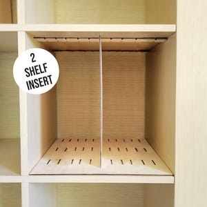 2 Shelf Vertical Insert - Cube Shelf, Adjustable Shelves Ikea Kallax Target Bookshelf Bookcase Divider Storage Organization Basket Bin