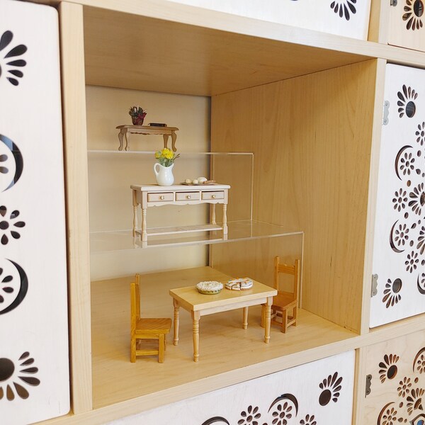 Tiered Display Shelf - 2 Tiers, 3 Levels, Clear Acrylic, for Cube Shelf, Shelves, Kallax, Ikea, Target, Bookshelf, Storage, Organizer