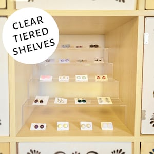 Tiered Display Shelf - 4 Tiers, 5 Levels, Clear Acrylic, for Cube Shelf, Shelves, Kallax, Ikea, Target, Bookshelf, Storage, Organizer