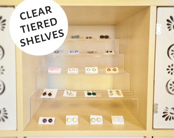 Tiered Display Shelf - 4 Tiers, 5 Levels! Clear acrylic shelf for cube shelves (Ikea Kallax, Target, custom, etc)