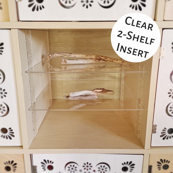 2 Shelf Clear Insert Acrylic Kallax Cube Shelf, Adjustable Shelves Ikea  Target Bookshelf Bookcase Divider Ikea Storage Organizer Bin 