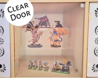 Display your Warhammer, DnD, LOTR, etc collectible miniature figurines with these easy Clear Acrylic Doors for cube shelves!