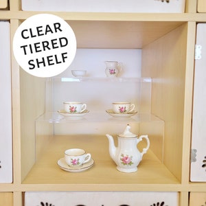 Tiered Display Shelf - 2 Tiers, 3 Levels, Clear Acrylic, for Cube Shelf, Shelves, Kallax, Ikea, Target, Bookshelf, Storage, Organizer