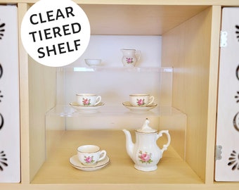 Tiered Display Shelf - 2 Tiers, 3 Levels, Clear Acrylic, for Cube Shelf, Shelves, Kallax, Ikea, Target, Bookshelf, Storage, Organizer