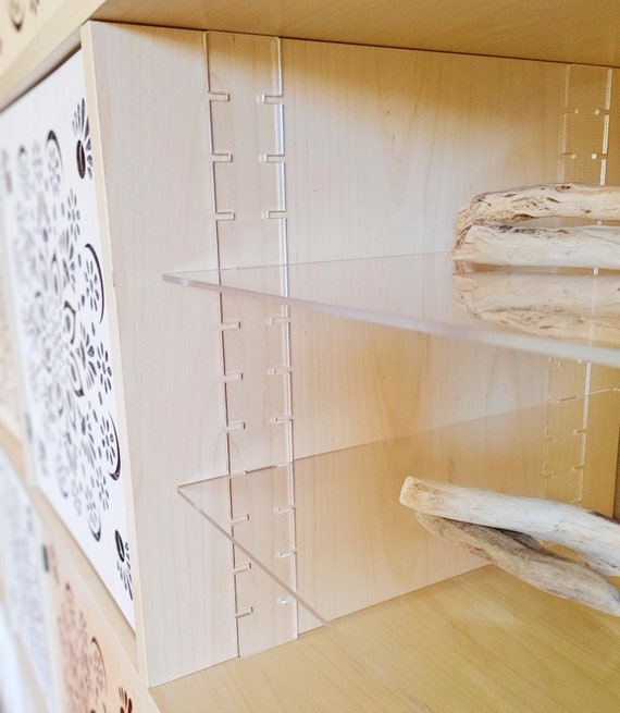 2 Shelf Clear Insert Acrylic Kallax Cube Shelf Adjustable Shelves Ikea Target Bookshelf Bookcase Divider Ikea Storage Organizer Bin Etsy