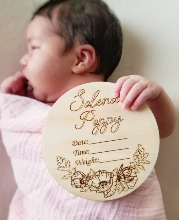 Birth Announcement Wood Baby Name Sign Newborn Nametag Etsy